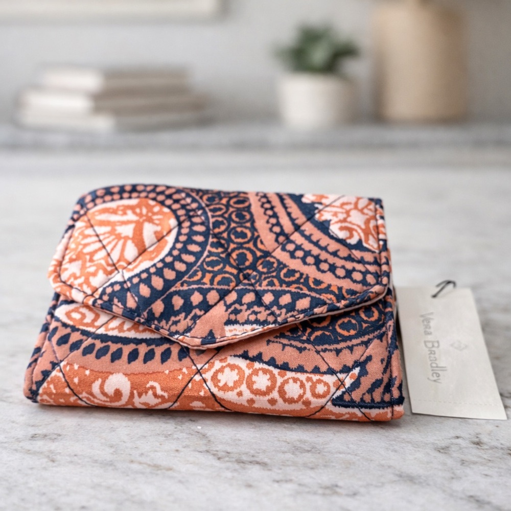 Vera Bradley Orange and Navy Paisley Wallet